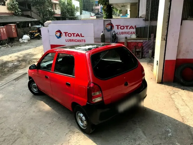 Rear view of a repaired Maruti Alto outside the Grand Automotive workshop in Panvel