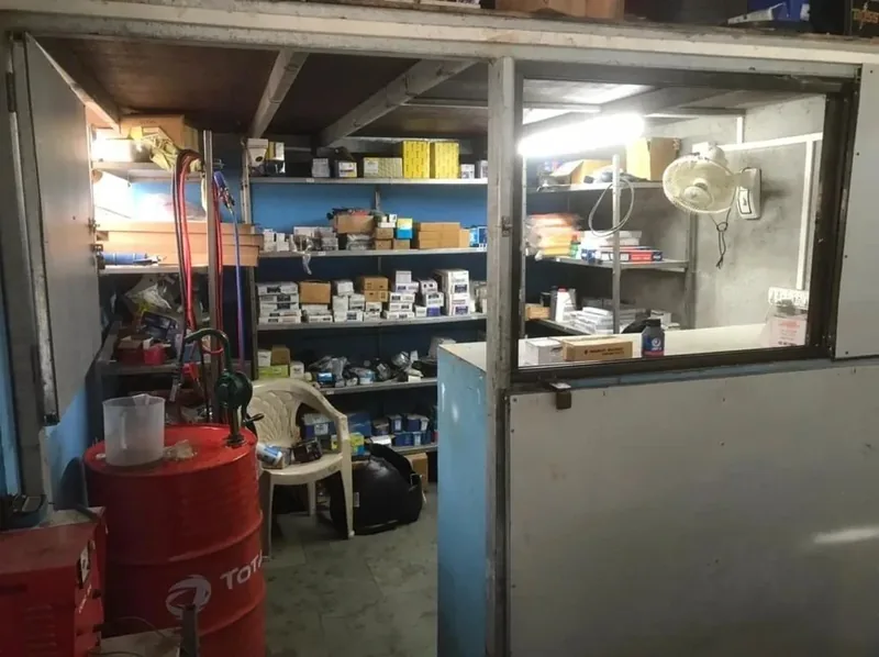 Parts store and workshop counter inside the Grand Automotive service centre in Panvel